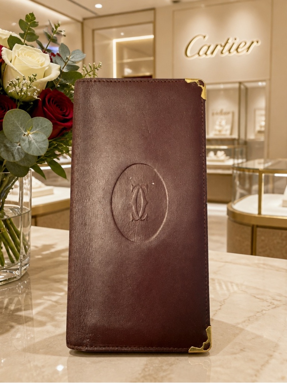 Cartier Paris
Burgundy Leather Long Bifold Wallet & Checkbook Holder